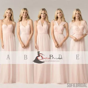 Light Pink Convertible Bridesmaid Dresses, A-line Bridesmaid Dresses, Cheap Bridesmaid Dresses, PD0502