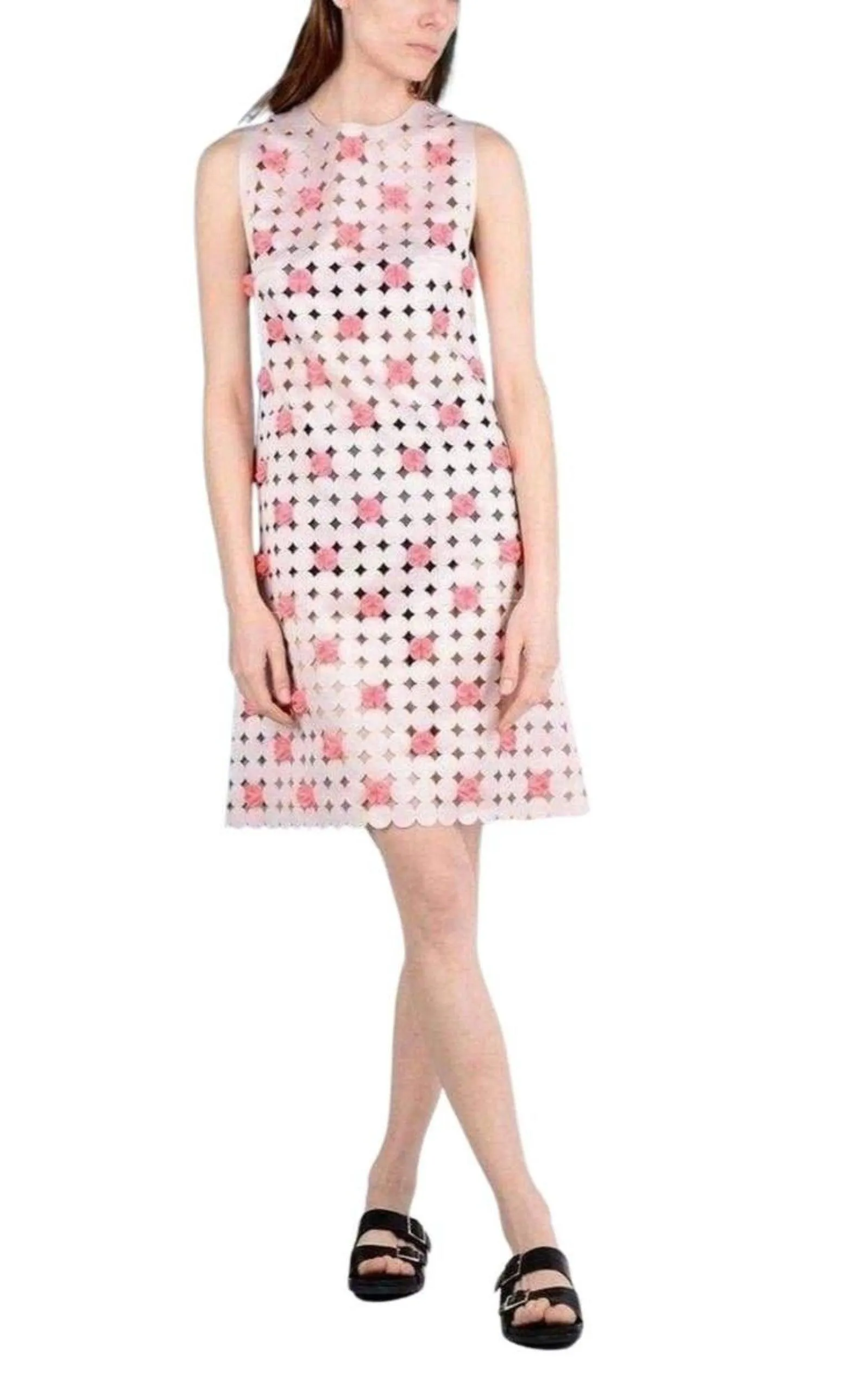 Light Pink Laser Cut Short Dress