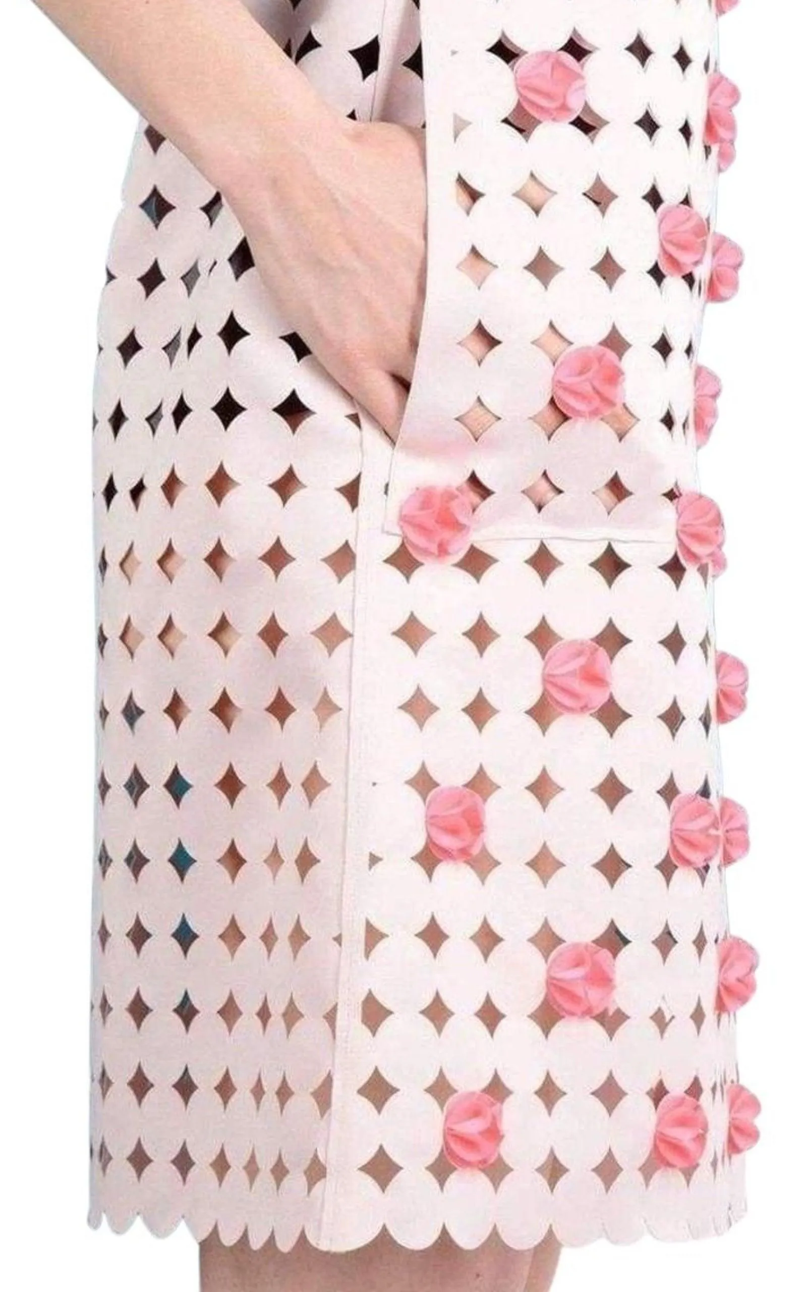Light Pink Laser Cut Short Dress