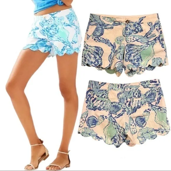 LILLY PULITZER THE BUTTERCUP Scalloped Sea Shells Shorts 2