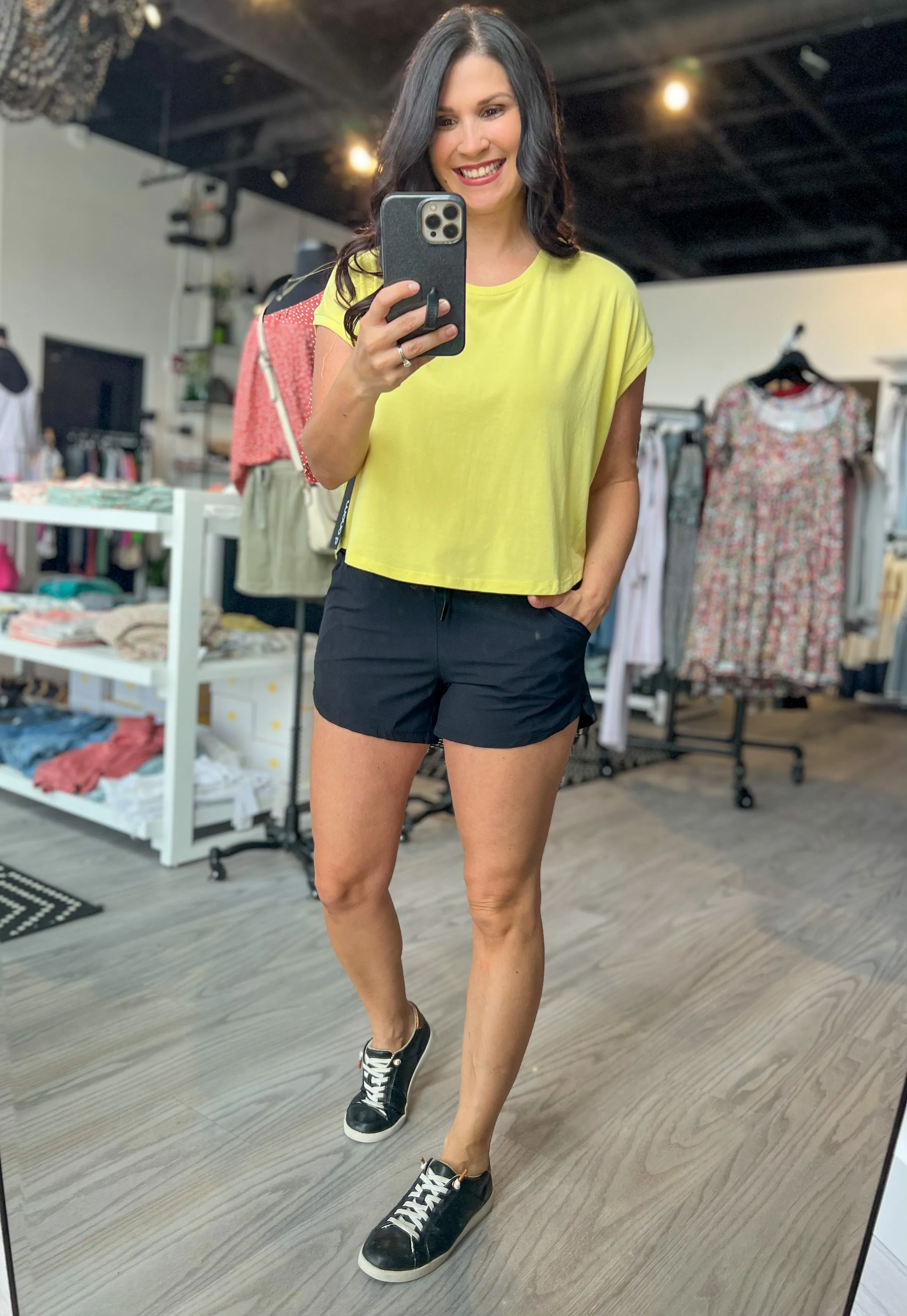 Lined Athleisure Shorts - Black