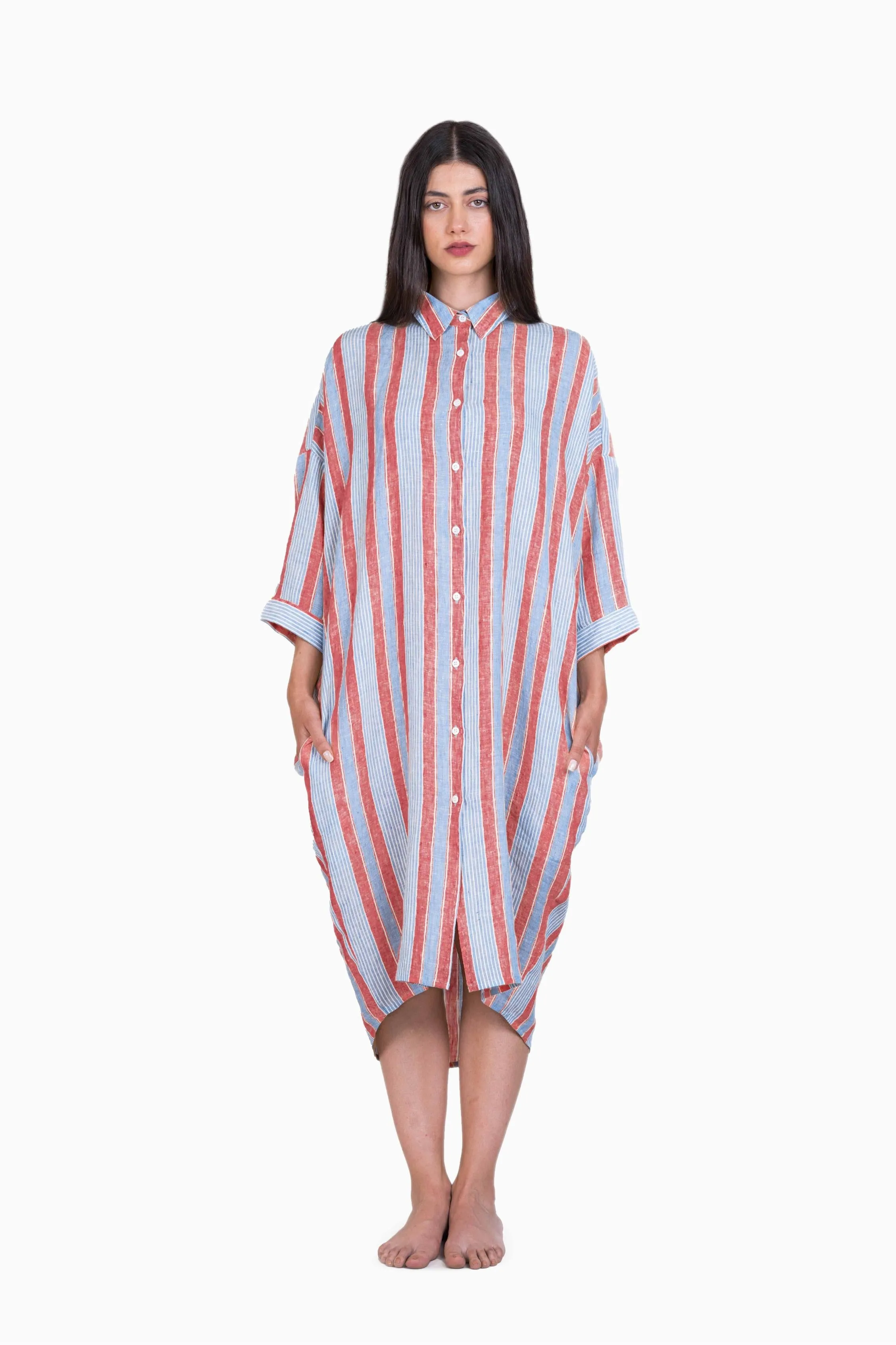 Linen Heidi Shirt Dress-Vern Yellow