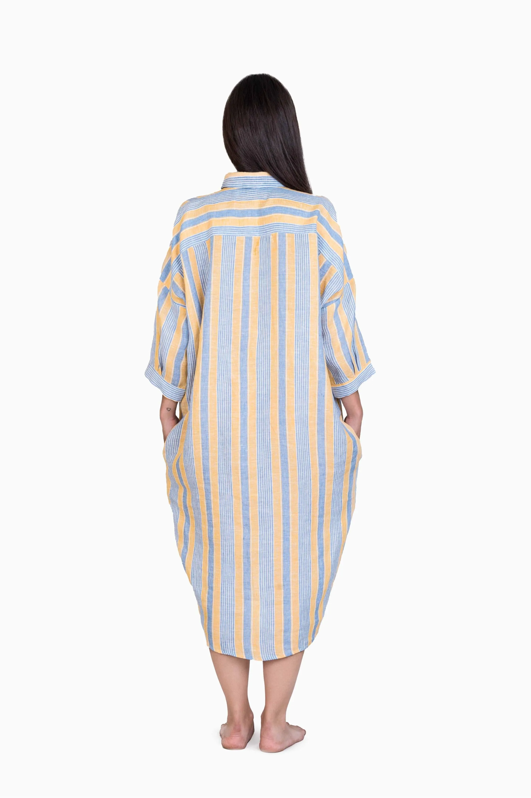 Linen Heidi Shirt Dress-Vern Yellow
