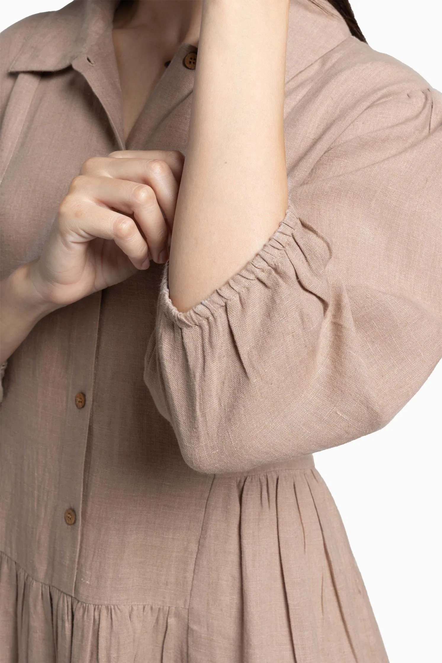 Linen Magnolia Dress-Muted Mocha