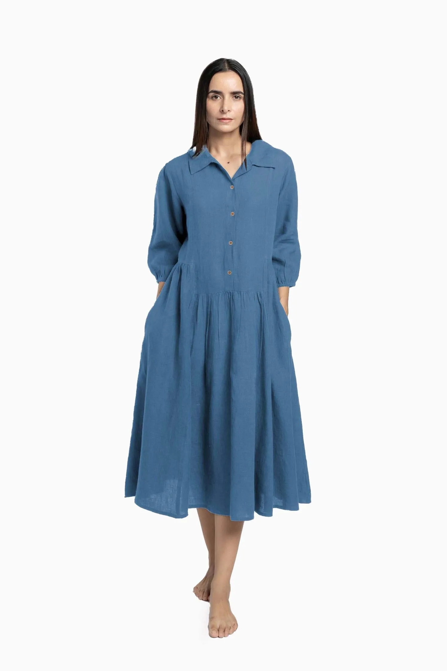 Linen Magnolia Dress-Muted Mocha