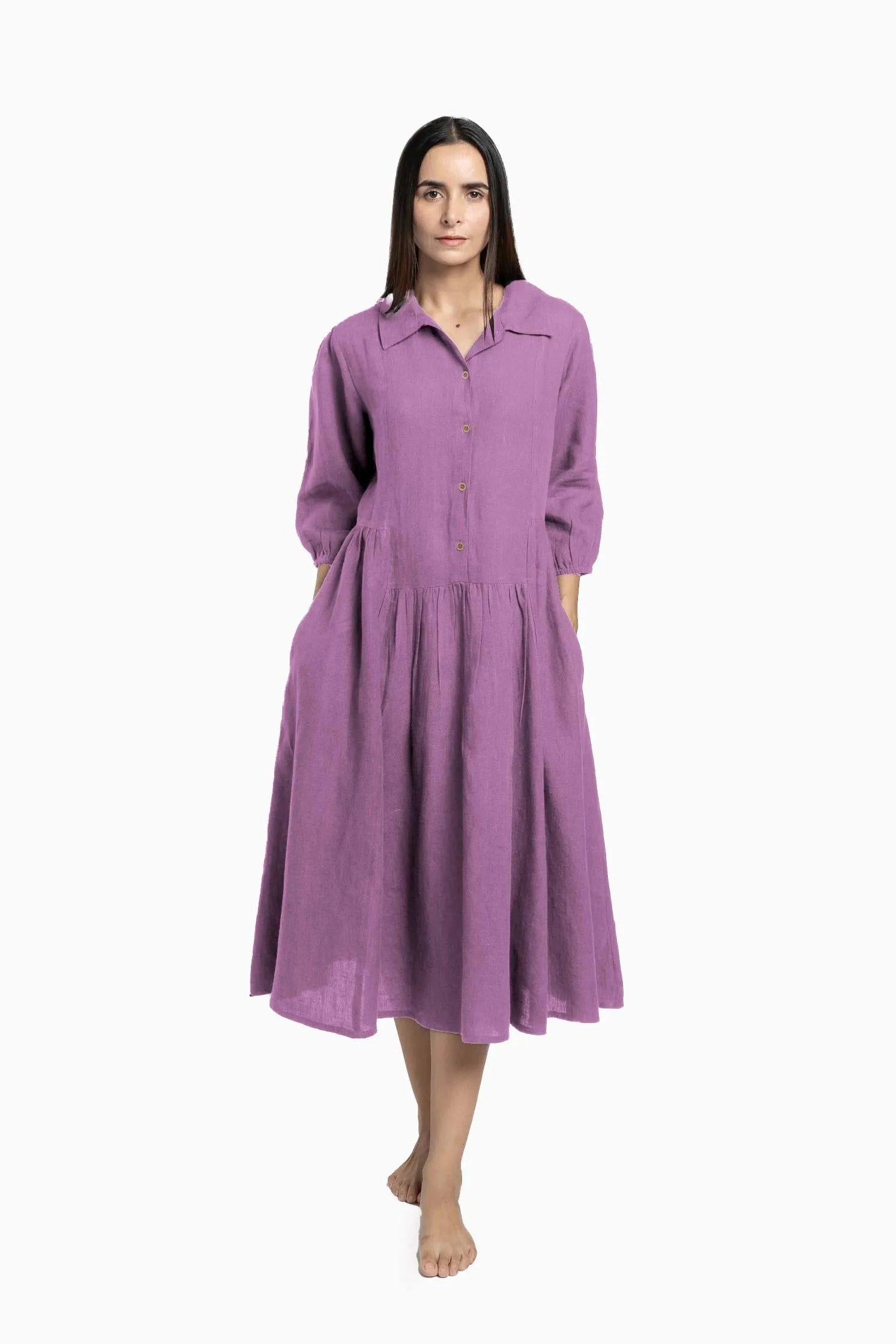 Linen Magnolia Dress-Muted Mocha