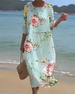 Lisa | Elegant Tummy-Covering Floral Dress