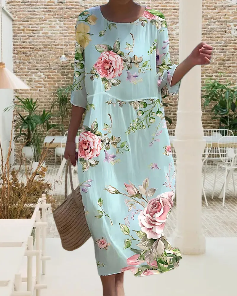 Lisa | Elegant Tummy-Covering Floral Dress