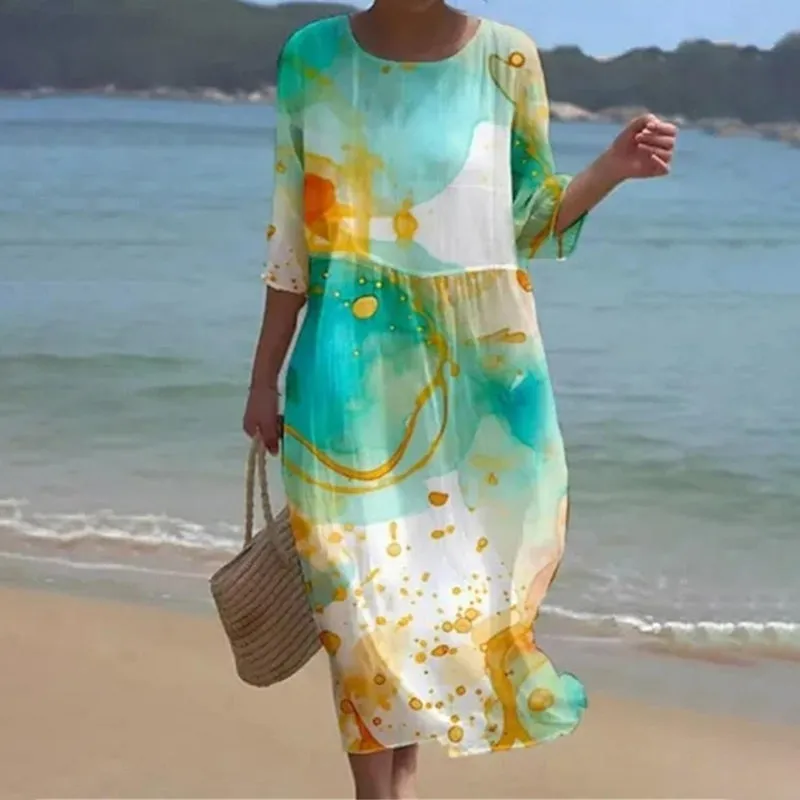 Lisa | Elegant Tummy-Covering Floral Dress