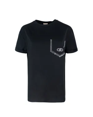 Liu Jo T -shirt con strass nera