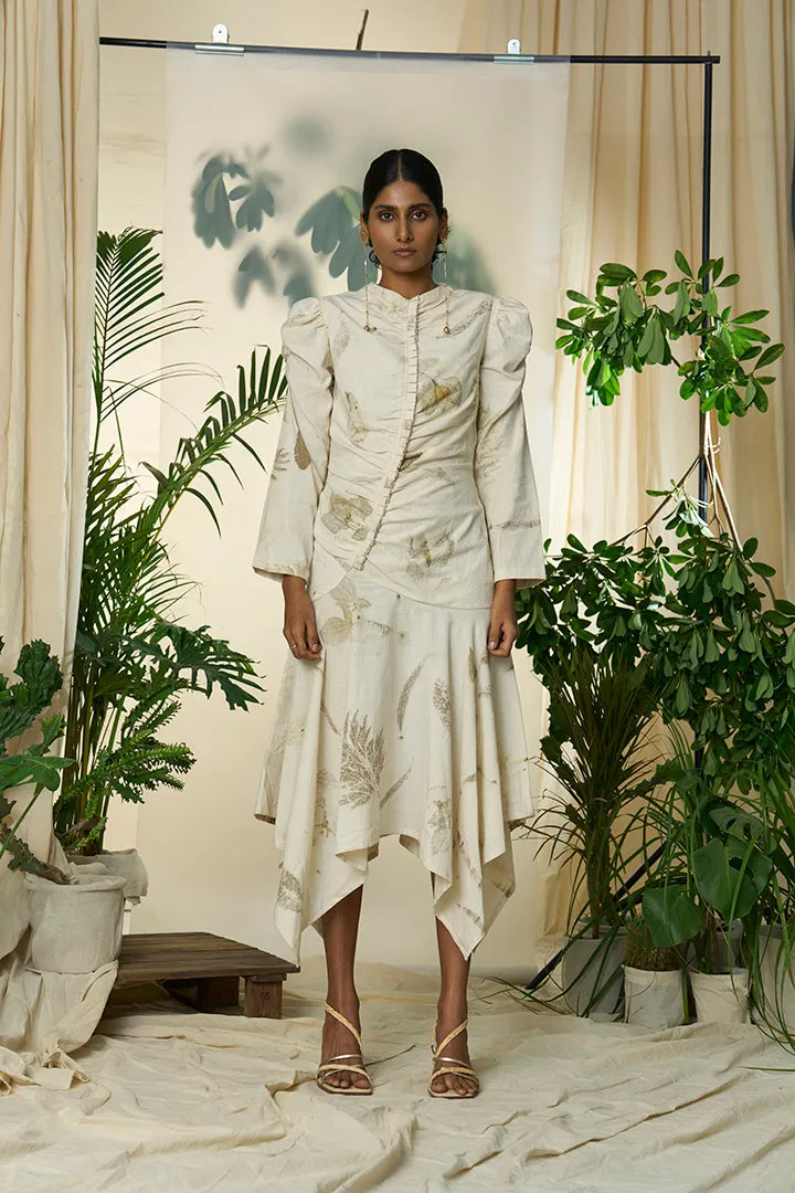 Live Leafy Khadi Pleated Dress