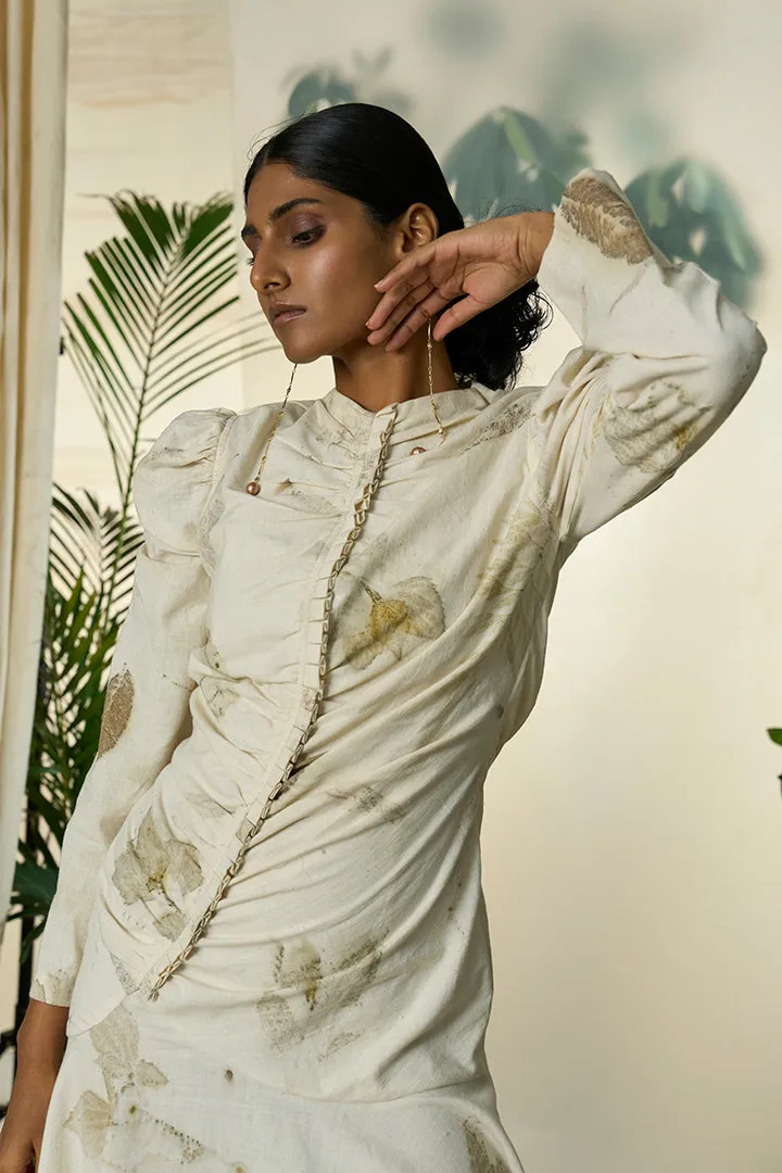 Live Leafy Khadi Pleated Dress