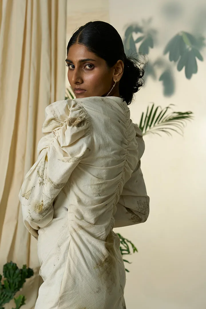 Live Leafy Khadi Pleated Dress