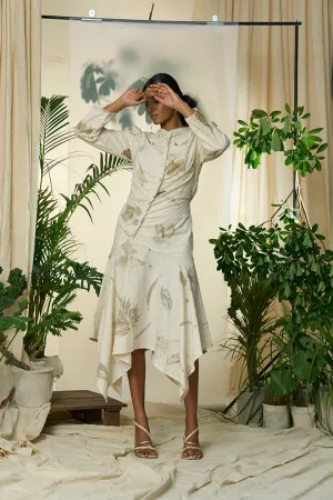 Live Leafy Khadi Pleated Dress