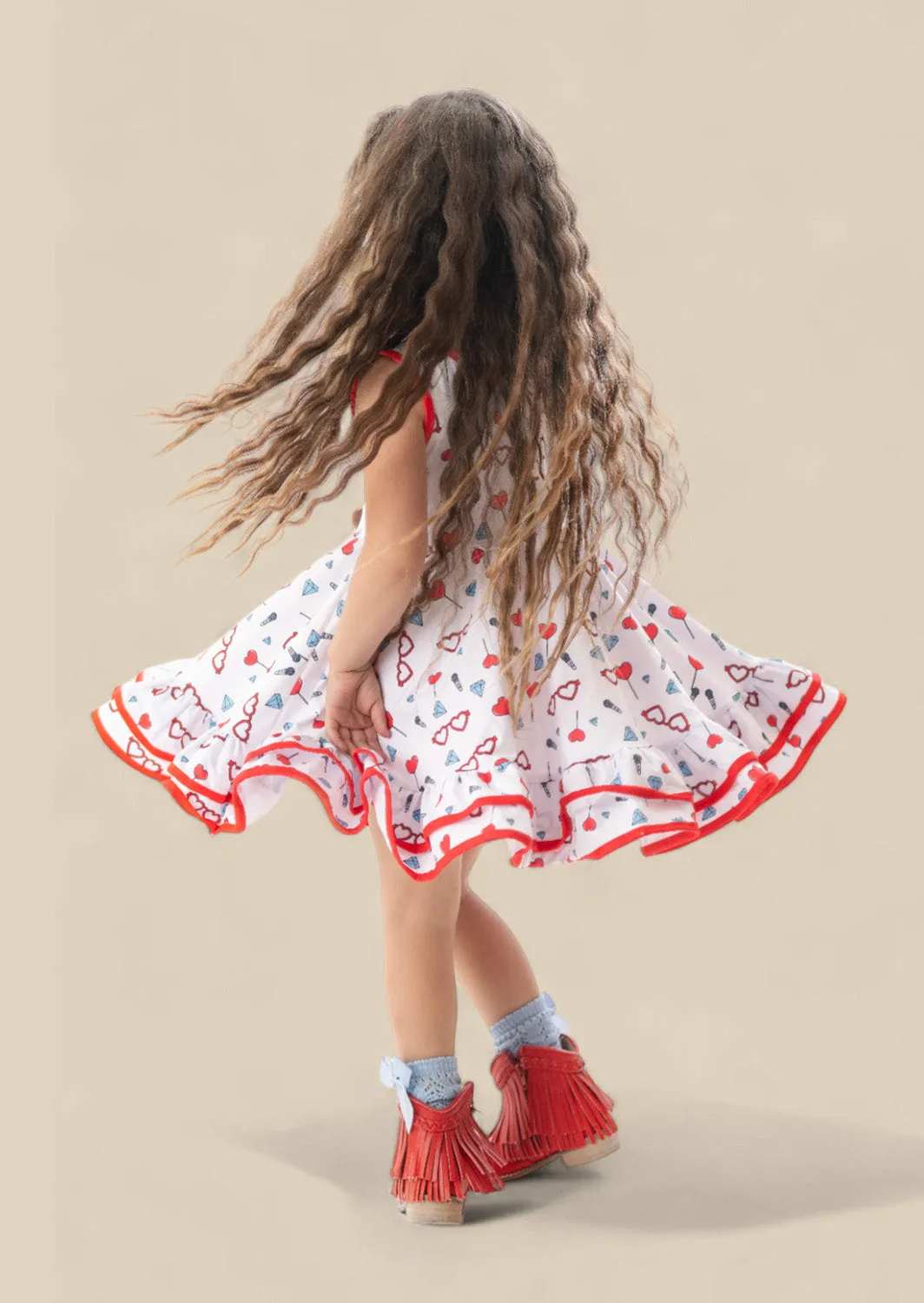 Lollipop Glasses Dress in White