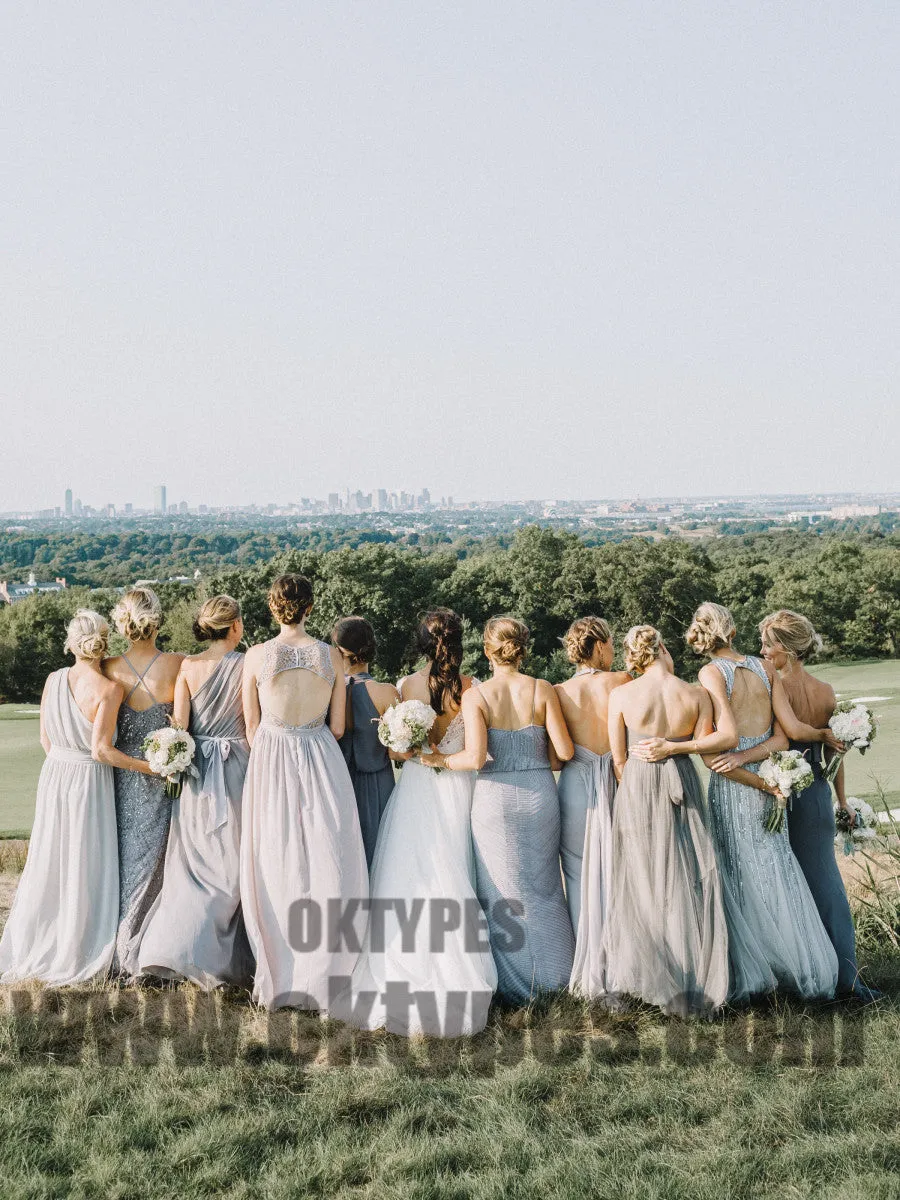 Long Floor Length Chiffon Bridesmaid Dresses, Cheap Bridesmaid Dresses, Charming Bridesmaid Dresses, TYP0342