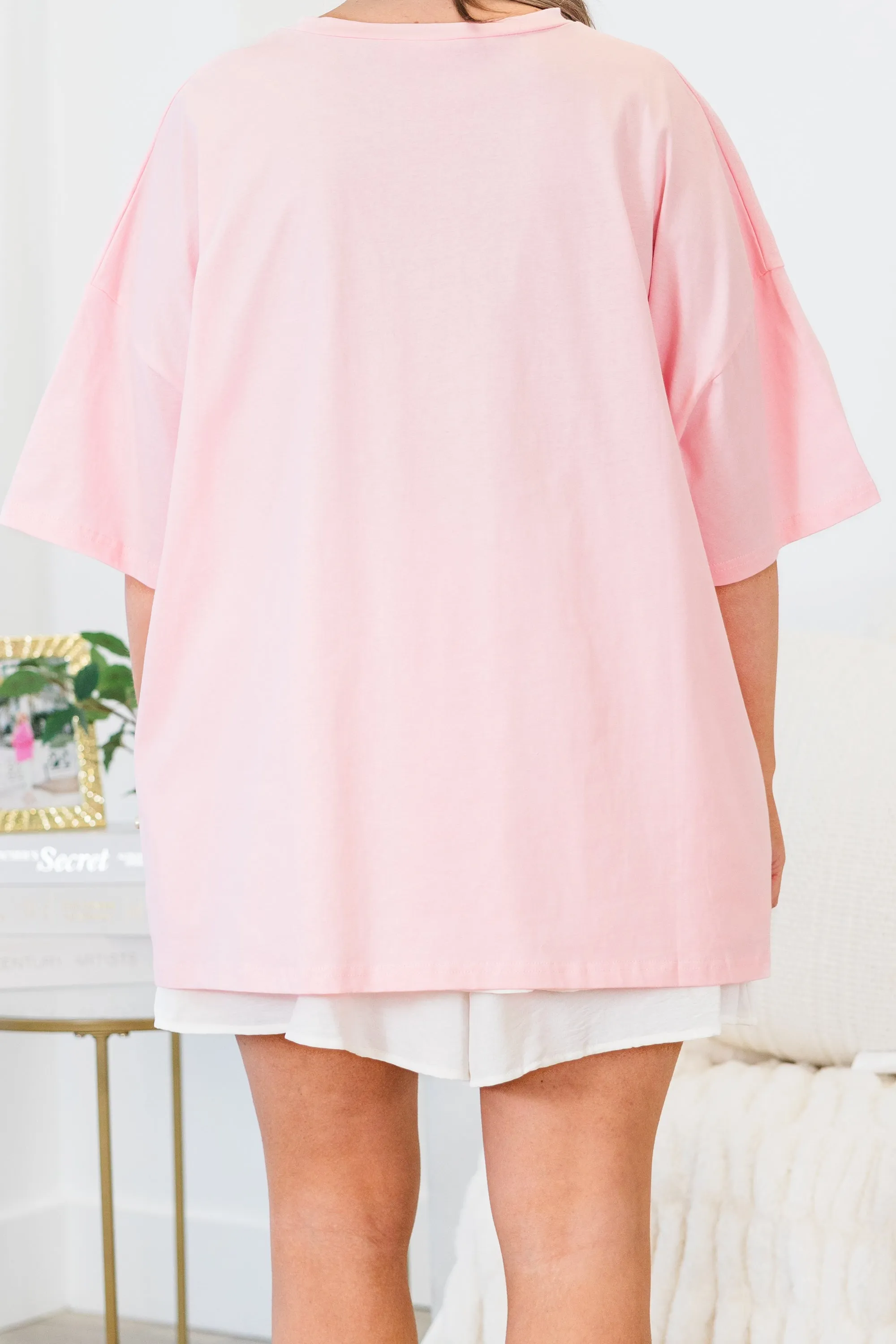 Lucky Club Boyfriend Tee, Dusty Pink