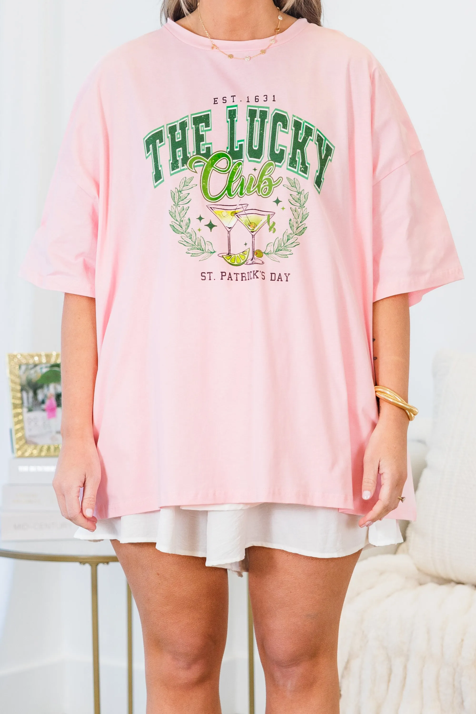 Lucky Club Boyfriend Tee, Dusty Pink