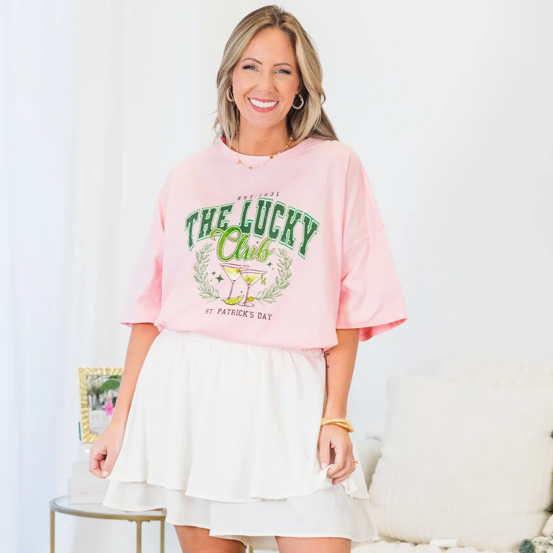 Lucky Club Boyfriend Tee, Dusty Pink