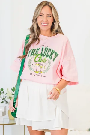 Lucky Club Boyfriend Tee, Dusty Pink