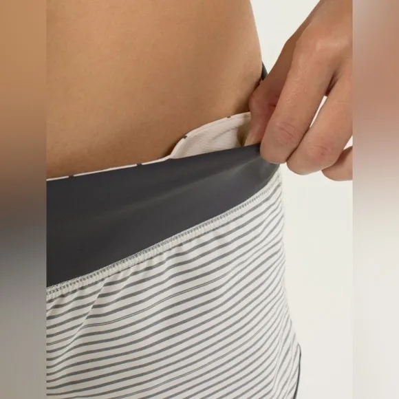 Lululemon Run: Speed Short in Hyper Stripe Reflective Angel Wing/Soot Light, 6*