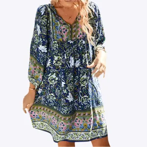 Lystra - Vibrant Flower Pattern Woman's Beach Dress