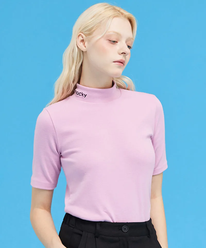 MACKY Golf: Basic Logo Half-Neck T-Shirt - Pink