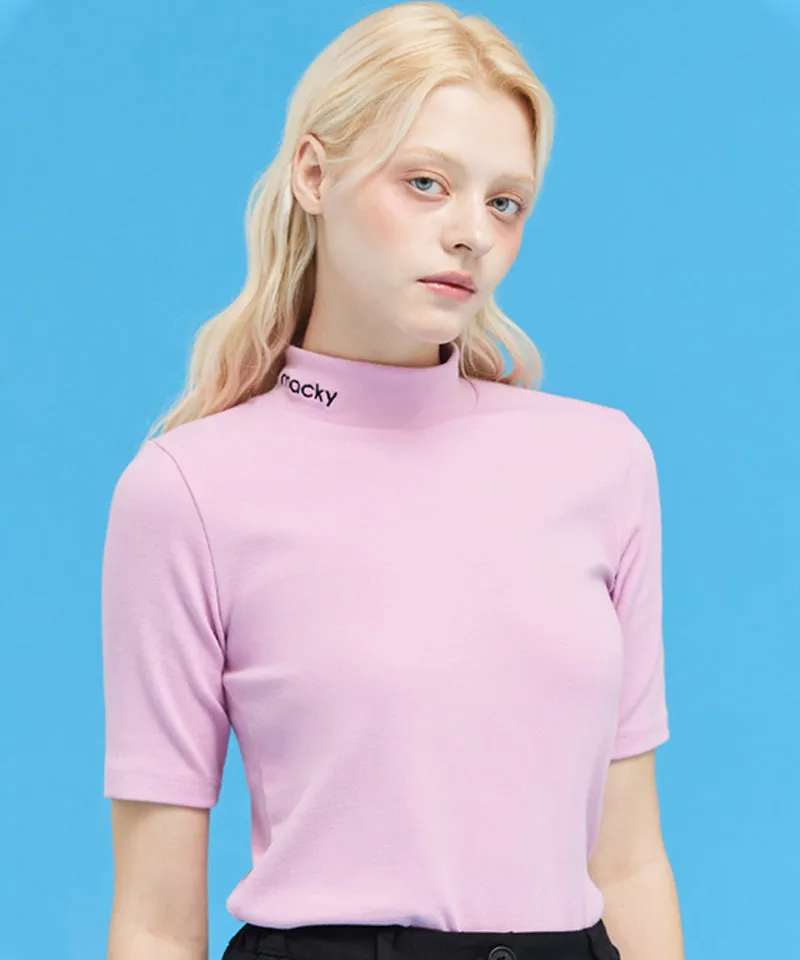 MACKY Golf: Basic Logo Half-Neck T-Shirt - Pink