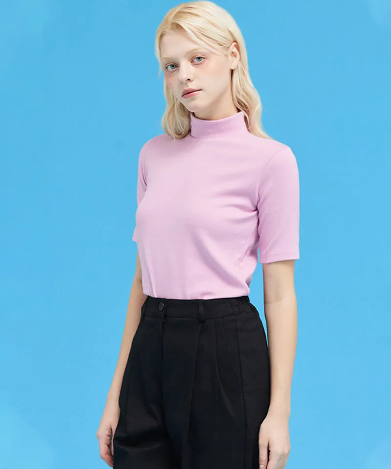MACKY Golf: Basic Logo Half-Neck T-Shirt - Pink