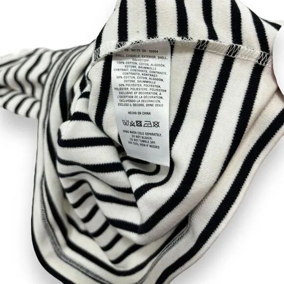 Maeve x Anthropologie Striped Tie-Sleeve T-Shirt Dress Black White Petite LP