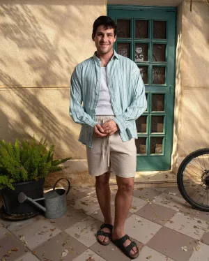 Male Beige Crinkled Shorts