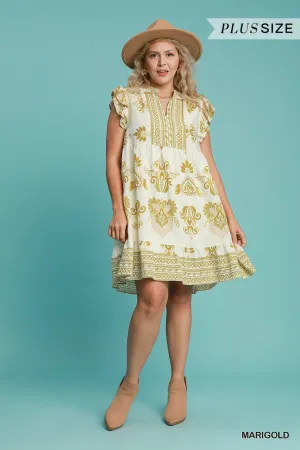 Marigold Flutter Sleeve Babydoll Dress