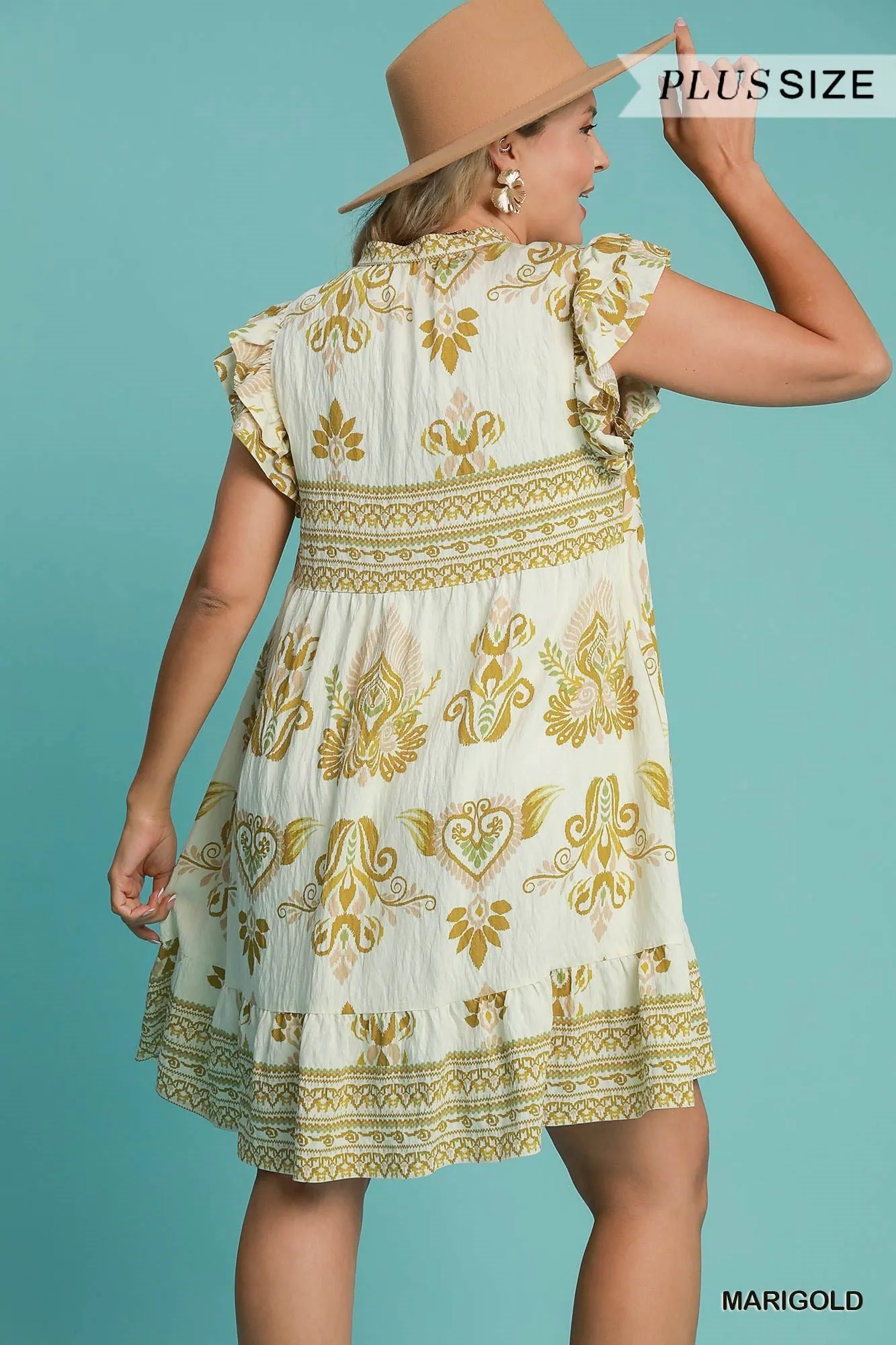 Marigold Flutter Sleeve Babydoll Dress