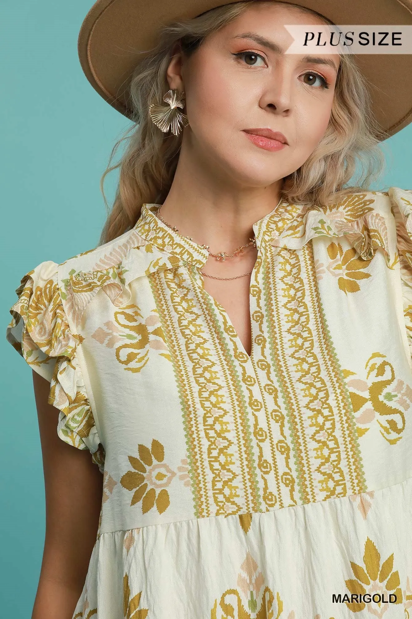 Marigold Flutter Sleeve Babydoll Dress