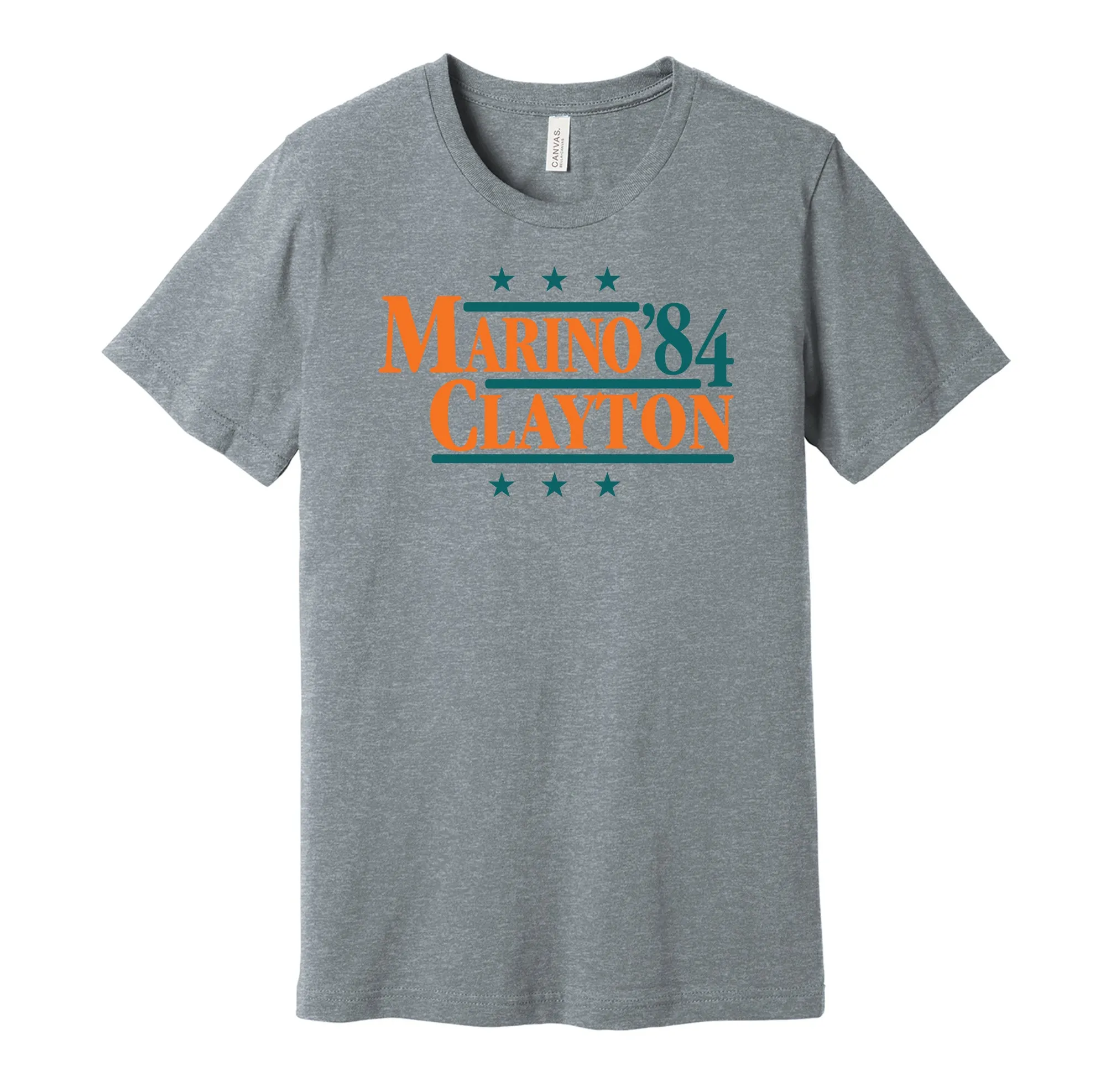 Marino & Clayton '84 - Miami Football Legends Political Campaign Parody T-Shirt - Hyper Than Hype Shirts