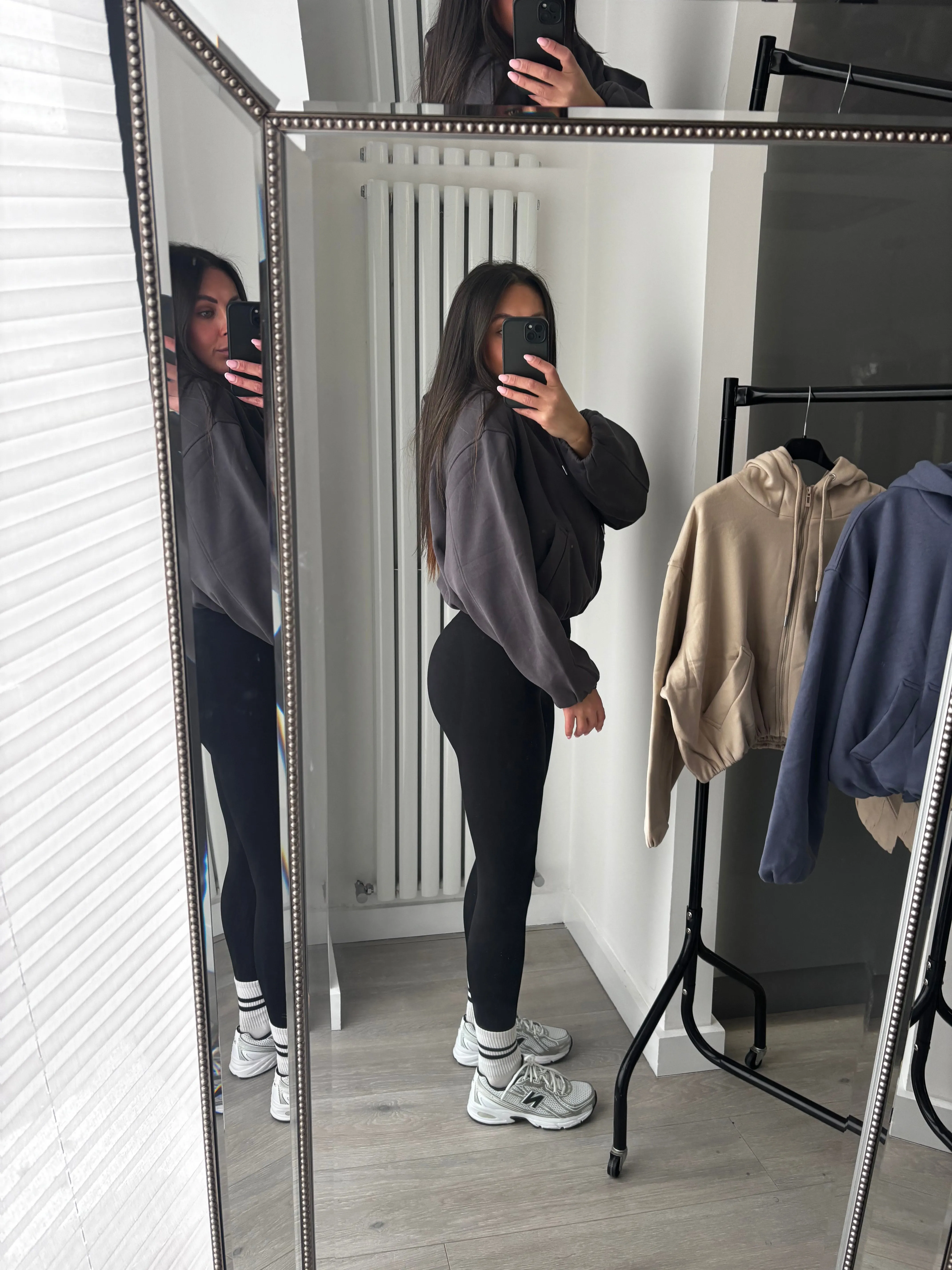 Marisa bomber style cropped zip up hooded jacket - charcoal grey