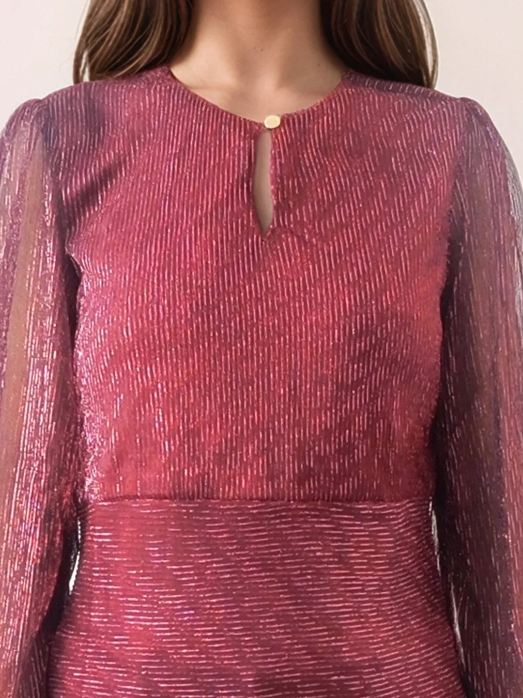 Maroon Textured Slim Fit Top