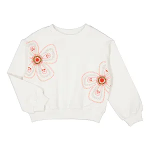 Mayoral Pullover Sweat Shirt - Bone White Flowers
