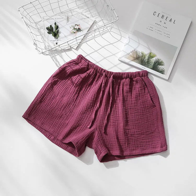 Men's And Women's Summer Cotton Gauze Pyjama Shorts