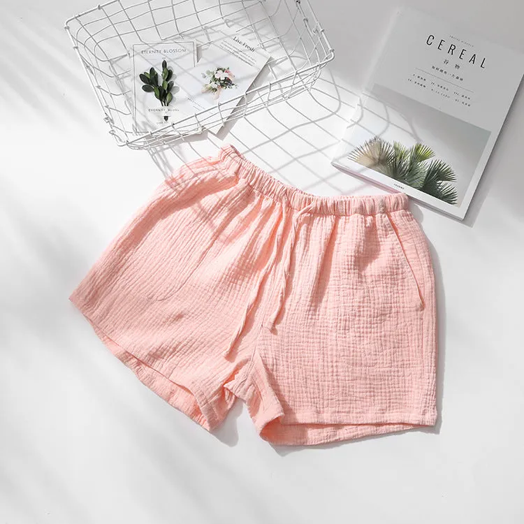 Men's And Women's Summer Cotton Gauze Pyjama Shorts