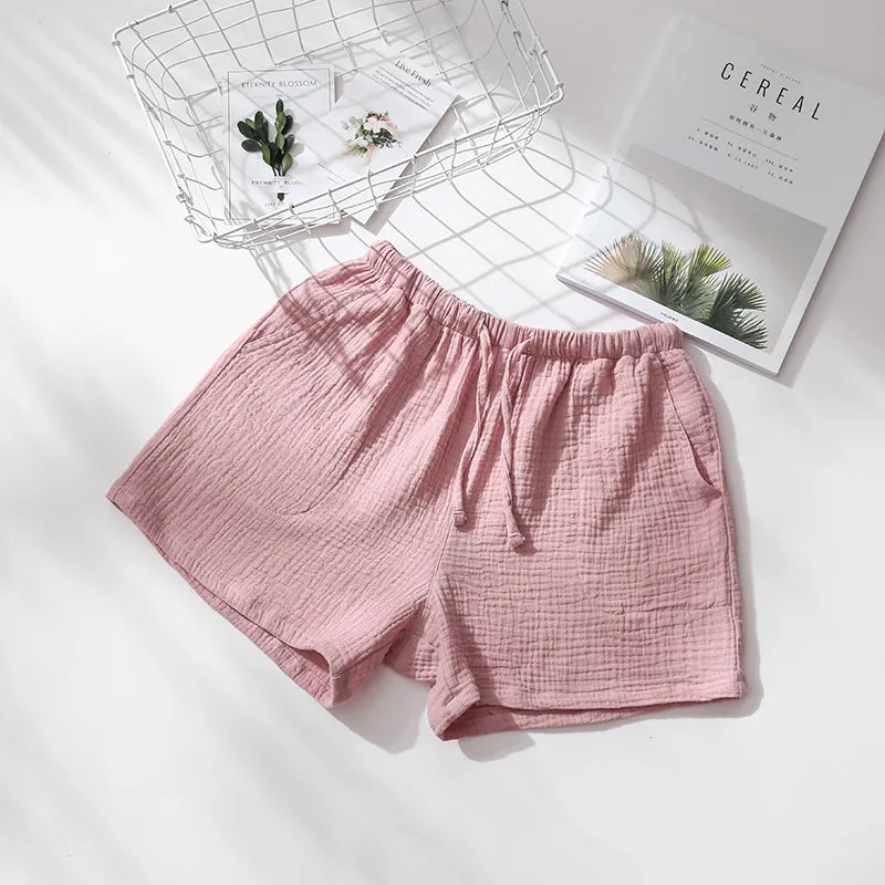 Men's And Women's Summer Cotton Gauze Pyjama Shorts