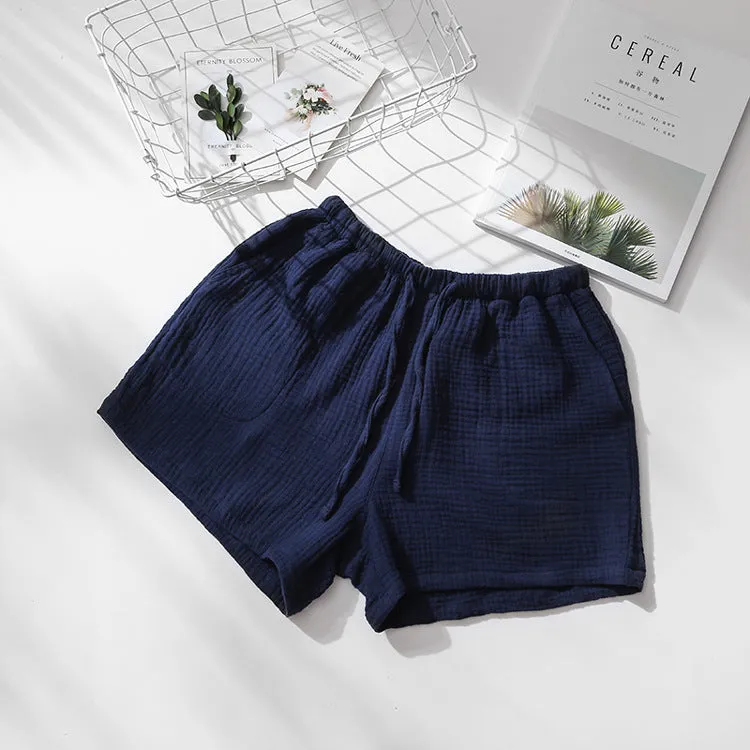 Men's And Women's Summer Cotton Gauze Pyjama Shorts