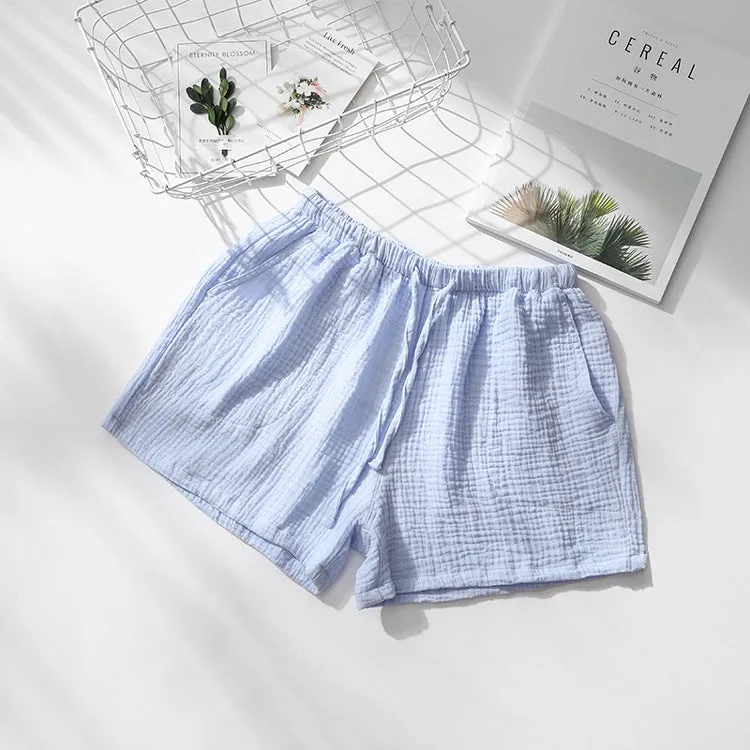 Men's And Women's Summer Cotton Gauze Pyjama Shorts