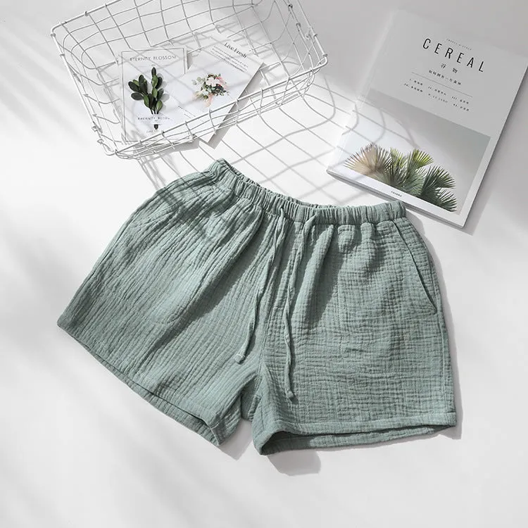 Men's And Women's Summer Cotton Gauze Pyjama Shorts