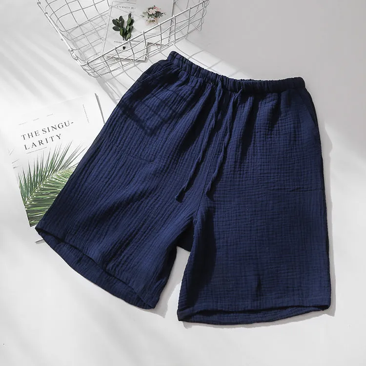 Men's And Women's Summer Cotton Gauze Pyjama Shorts