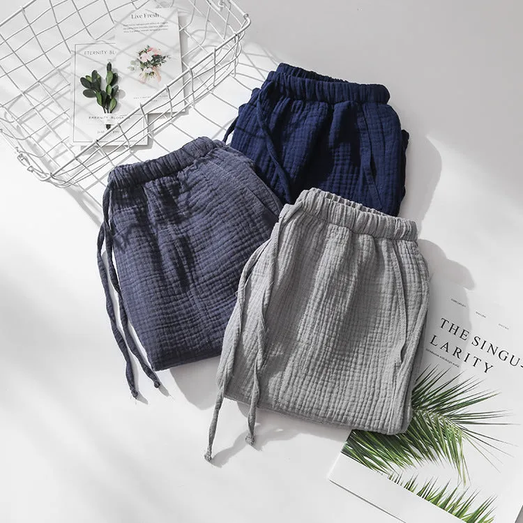 Men's And Women's Summer Cotton Gauze Pyjama Shorts