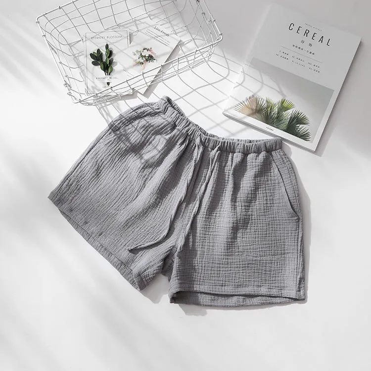 Men's And Women's Summer Cotton Gauze Pyjama Shorts
