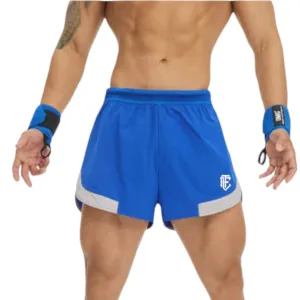 Men's Blue Athletic Shorts with Silver Trim