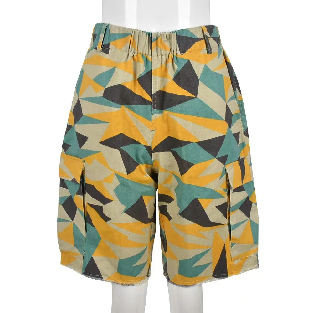 Men’s Camo Print Bermuda Shorts with Cargo Pockets