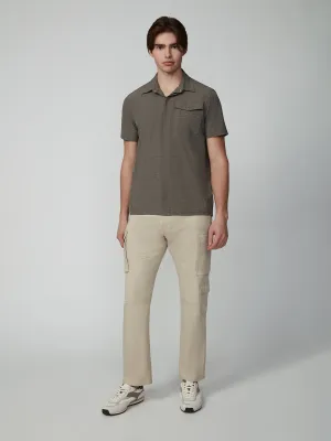Men's Short Sleeve Textured 4-Way Stretch Stripe Shirt